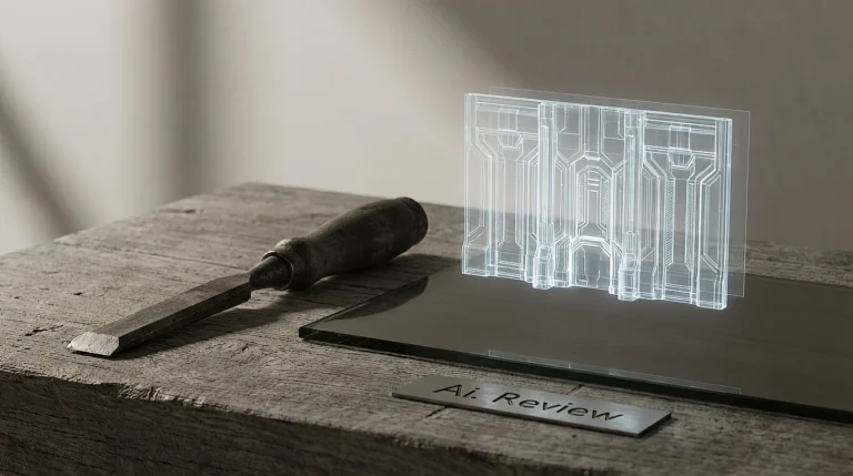 A minimalist architectural wireframe of a digital concept, showing glowing white lines and geometric nodes against a deep obsidian background.